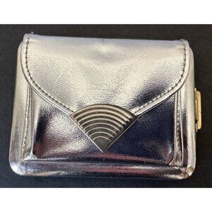 1940s VTG cigarette case Lin Bren silver metallic slide clasp coin pocket USA